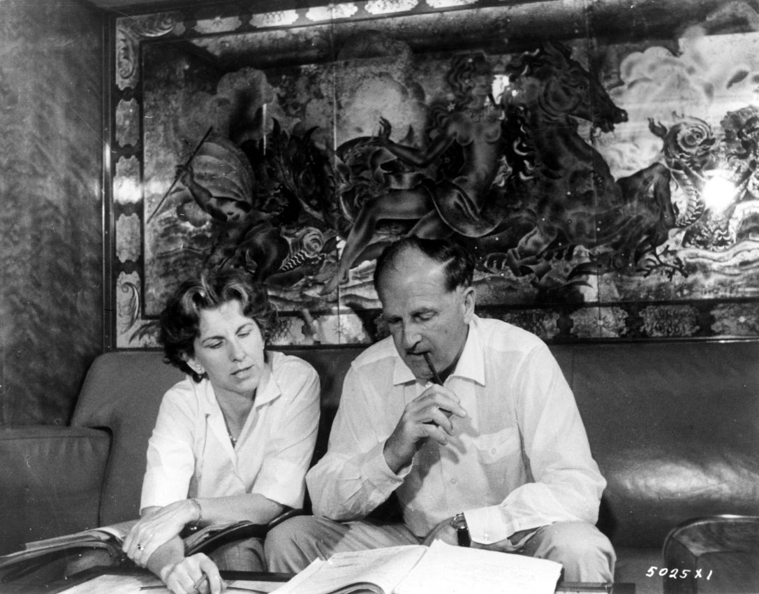 Virginia and Andrew Stone on the set of The Last Voyage