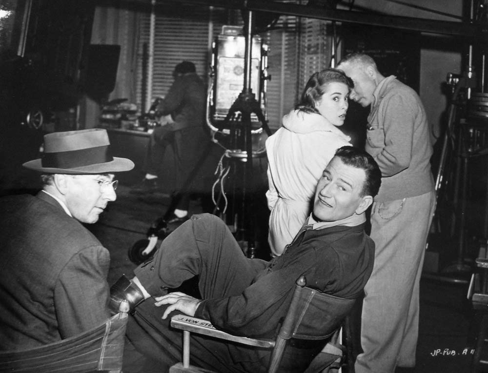 on the set of Jet Pilot