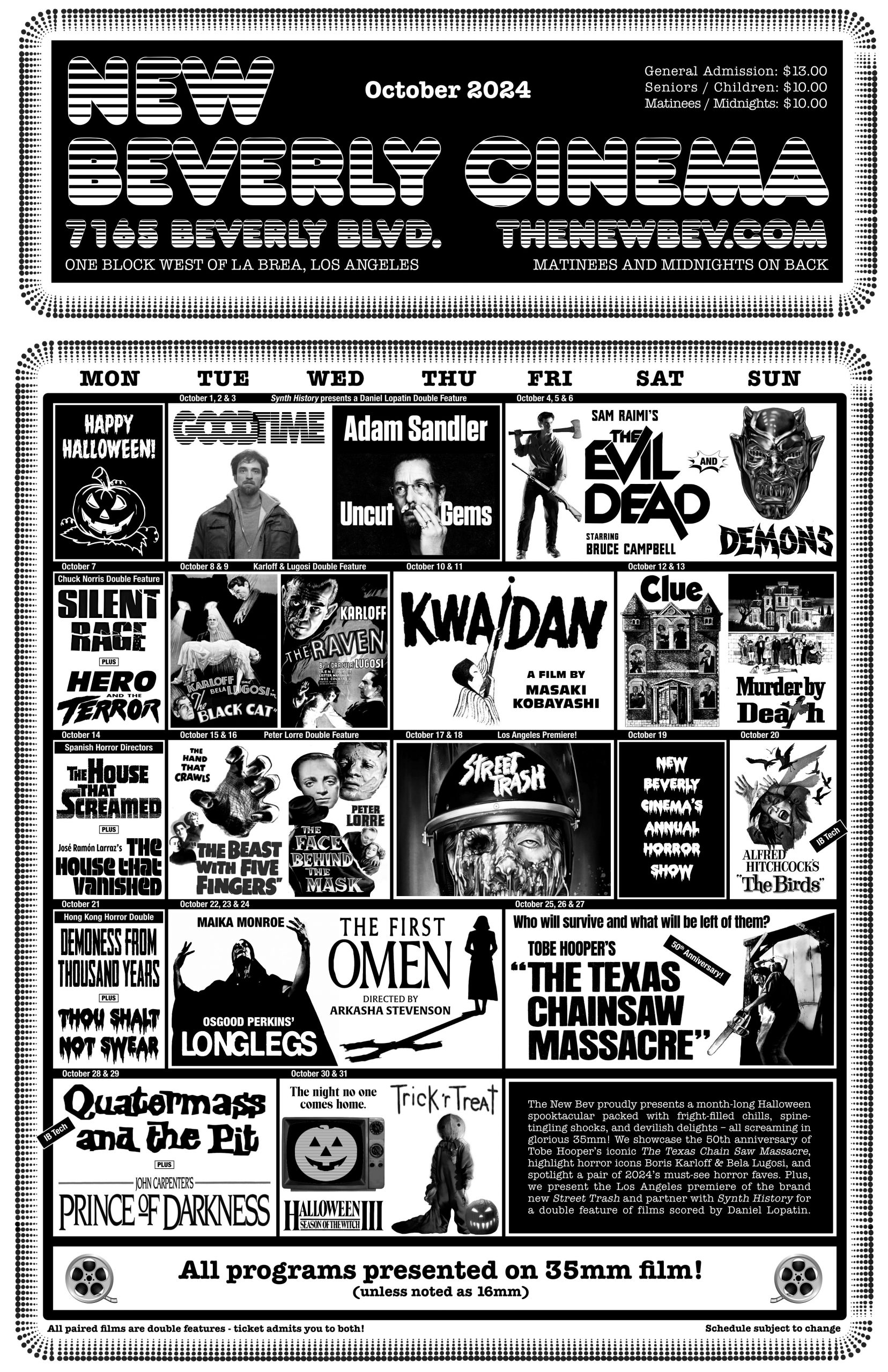 October 2024 New Beverly calendar